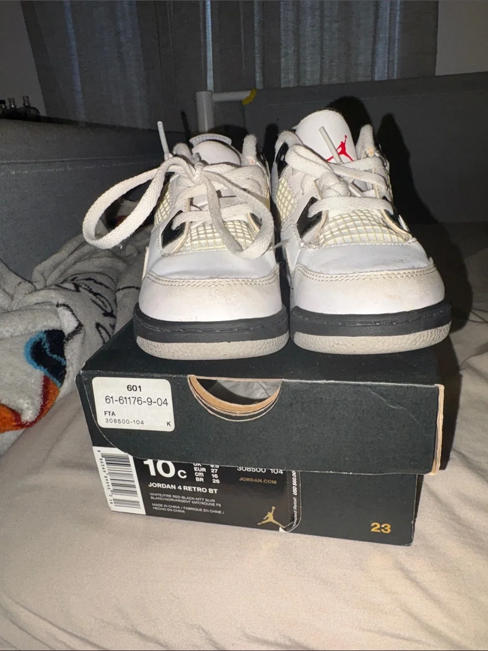 Jordan Kids White, Black & Red Retro Sneakers